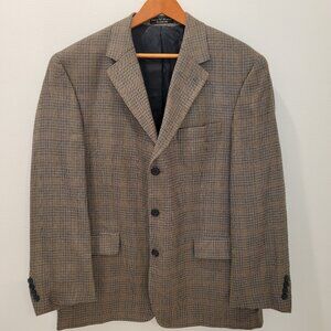 ANDREW FEZZA Men's Sport Coat Jacket Blazer ~ Silk & Wool ~ Brown/Black ~ 44R
